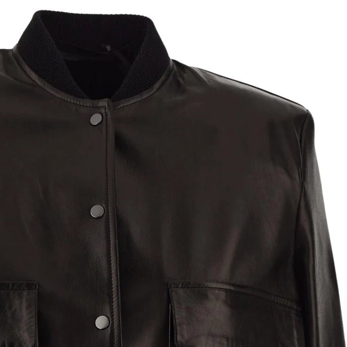 Amara Long Sleeve Bomber Leather Jacket