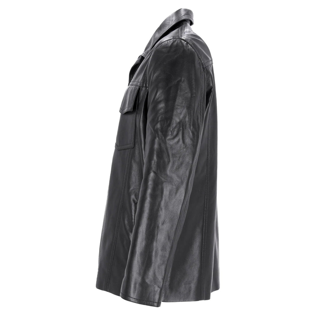Men's Casual Button-Front Leather Jacket