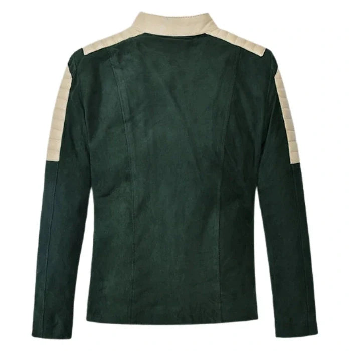 Frontier Timber Green Suede Biker-Style Moto Jacket