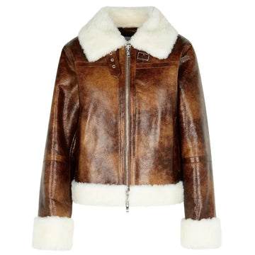 Helvani Women's Soft Sheepskin Shearling Leather Jacket