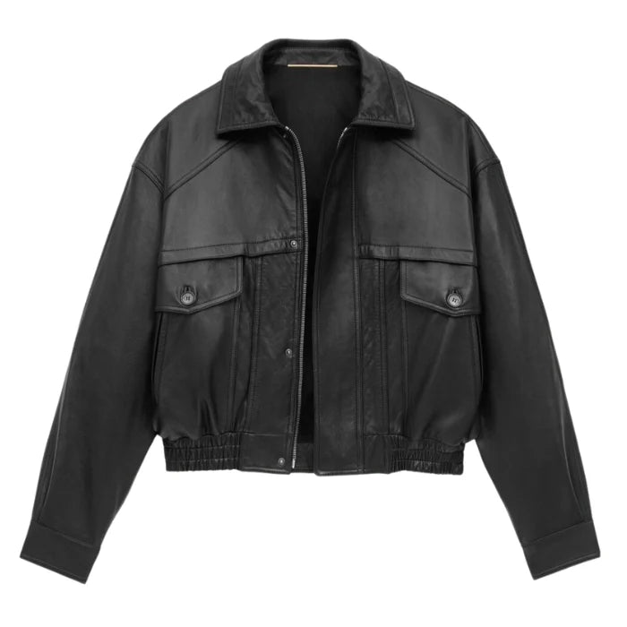 Ivana Lambskin Bomber Jacket Soft Luxury Leather