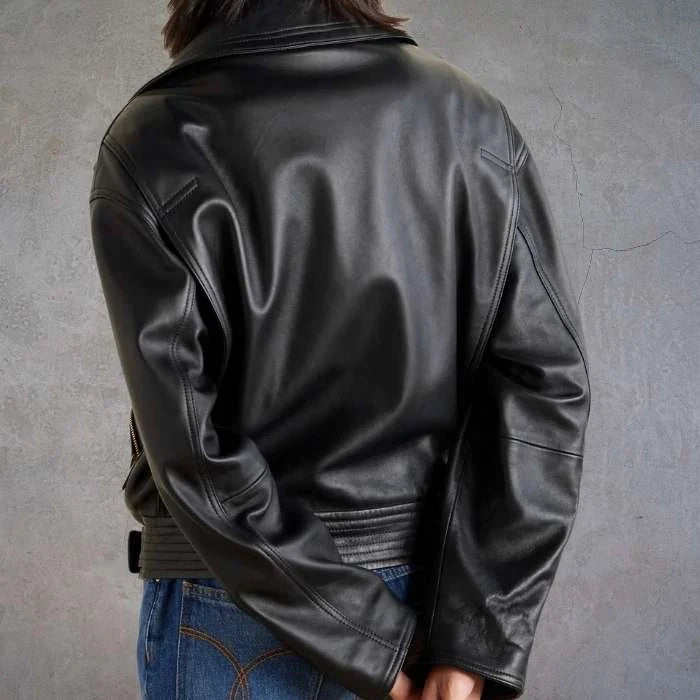 Luxury-Inspired Women's Belted Biker Jacket