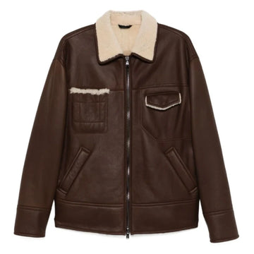Valentino Brown Men's Shearling Leather Jacket