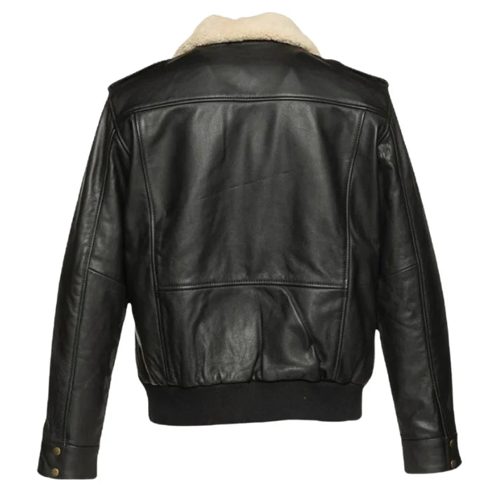 Men's Black Alaric Shearling Collar Bomber Jacket