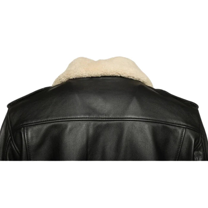 Men's Black Alaric Shearling Collar Bomber Jacket