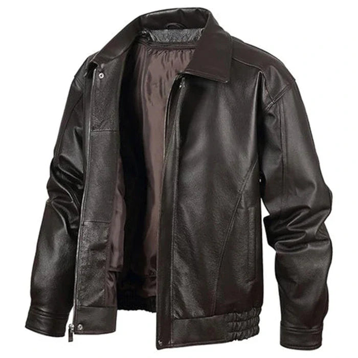 Men's American Style Bomber Leather Jacket