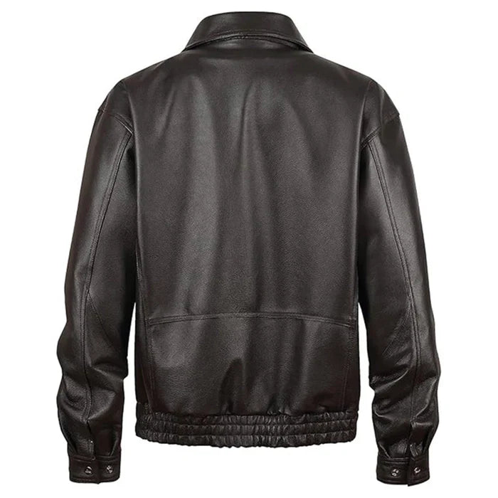 Men's American Style Bomber Leather Jacket