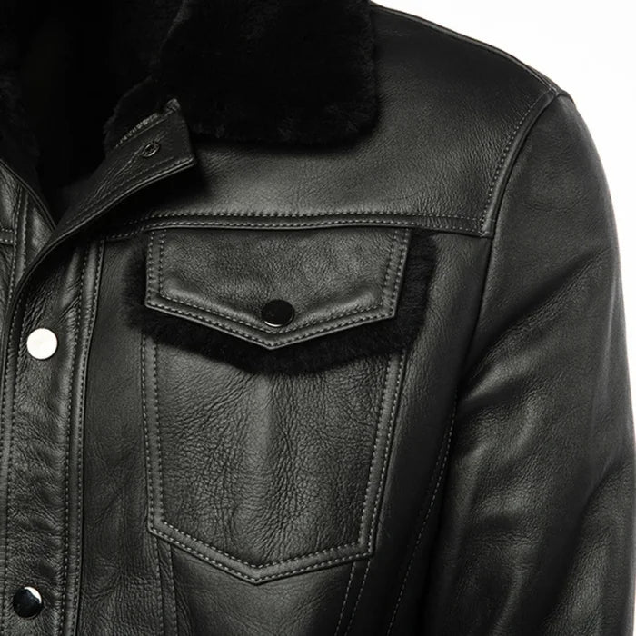 Apex Black Trucker Shearling Jacket