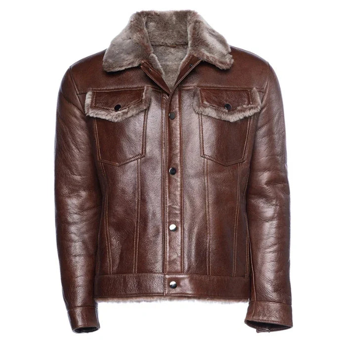 Apex Brown Trucker Shearling Jacket