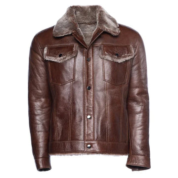 Apex Brown Trucker Shearling Jacket