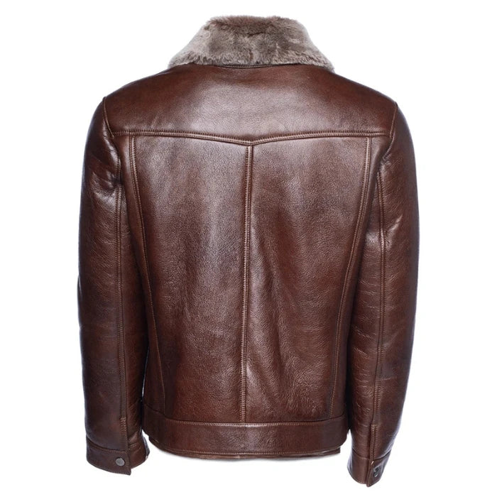 Apex Brown Trucker Shearling Jacket