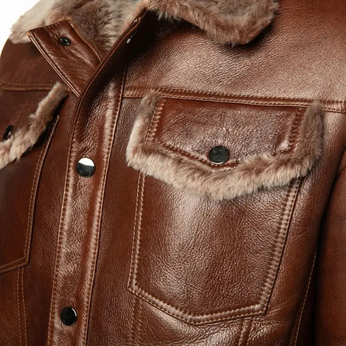 Apex Brown Trucker Shearling Jacket