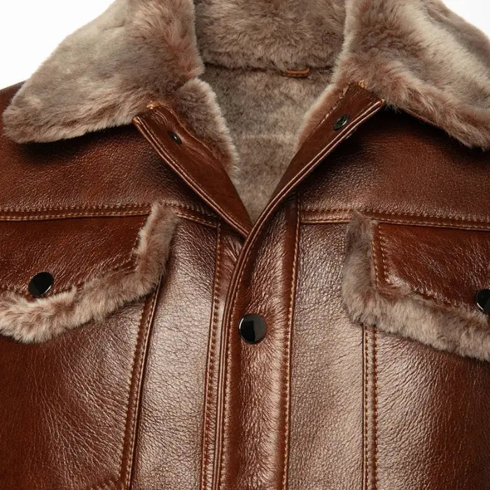 Apex Brown Trucker Shearling Jacket