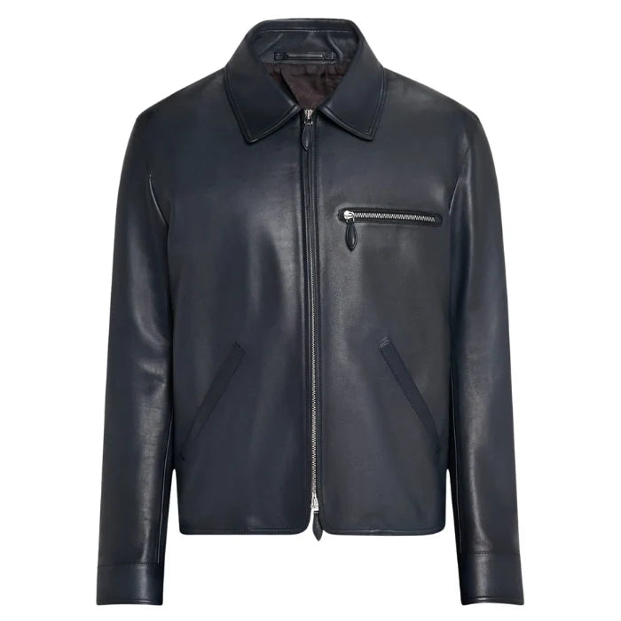 Aurum Men’s Premium Full-Zip Leather Jacket