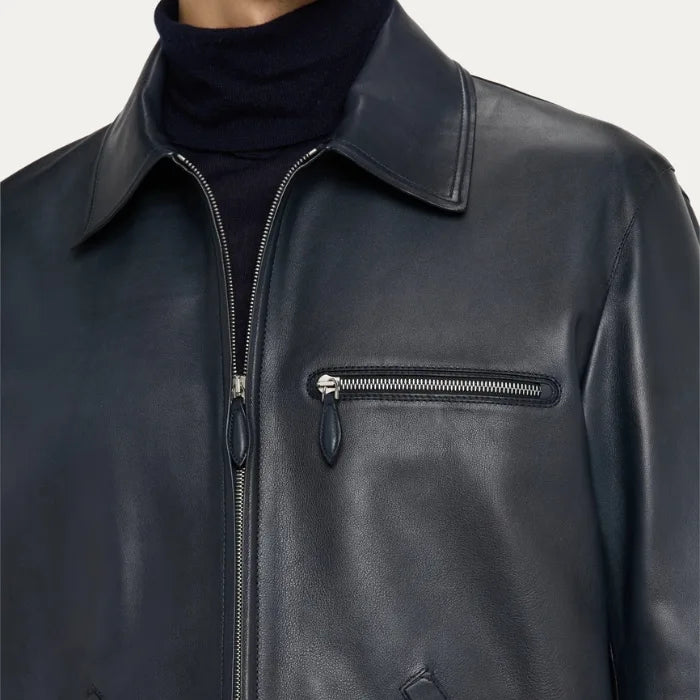 Aurum Men’s Premium Full-Zip Leather Jacket