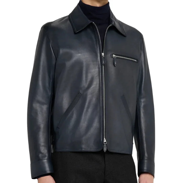 Aurum Men’s Premium Full-Zip Leather Jacket