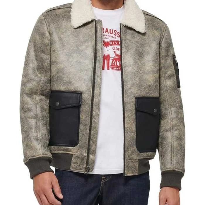 Men's Aviator Leather Bomber Jacket