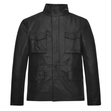 Black Raider Military M-65 Leather Jacket