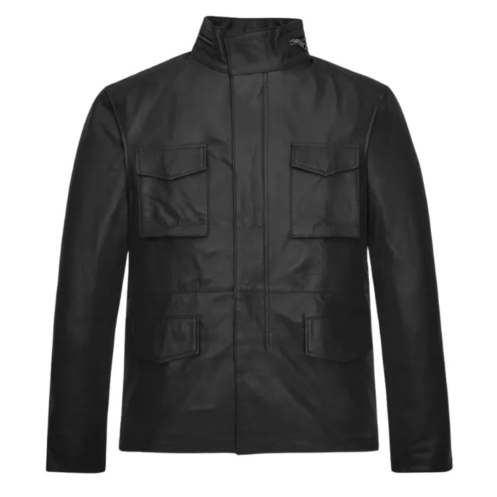 Black Raider Military M-65 Leather Jacket