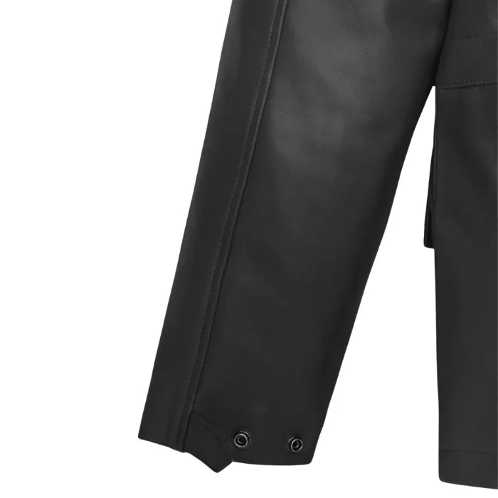 Black Raider Military M-65 Leather Jacket