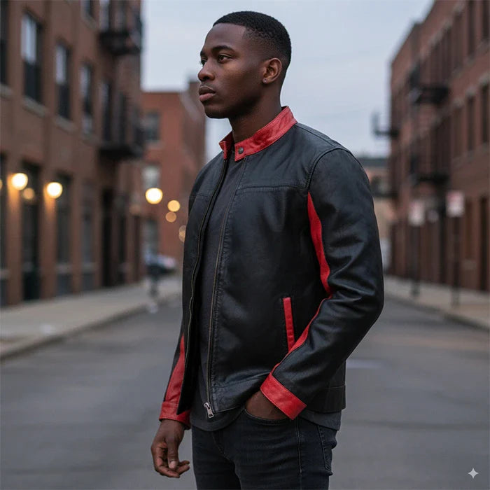 Black Redflare Moto Leather Jacket