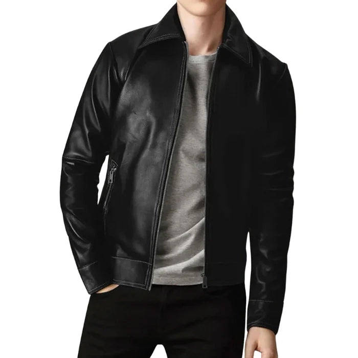 Black Shadow Leather Jacket for Men