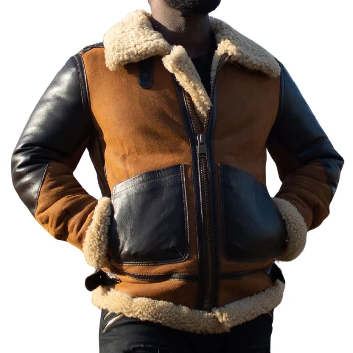 Boreus Aviator Leather and Shearling Bomber Jacket