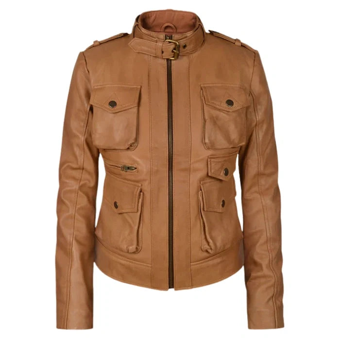 Desert Tan Field Style Leather Jacket