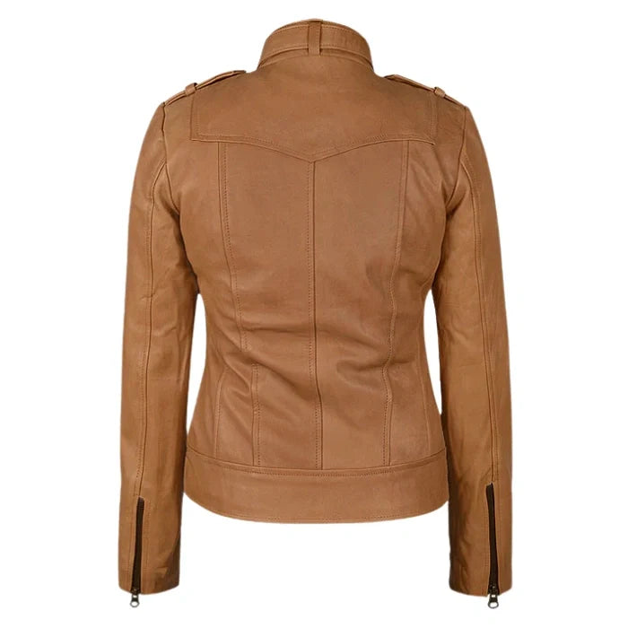 Desert Tan Field Style Leather Jacket