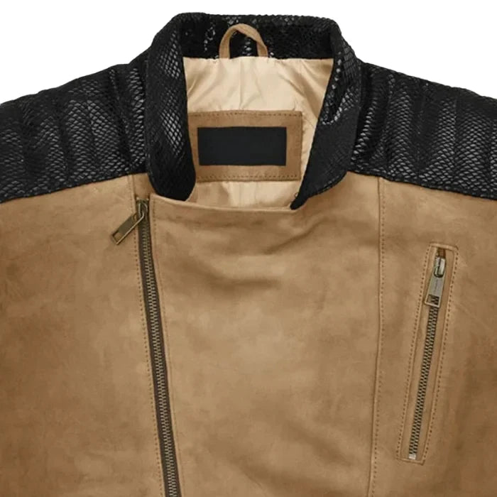 Frontier Sand Suede Biker-Style Moto Jacket