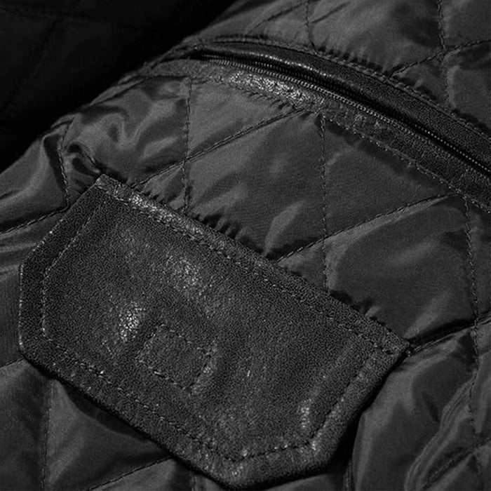 Men's Real Leather Fur Collar Bomber Jacket