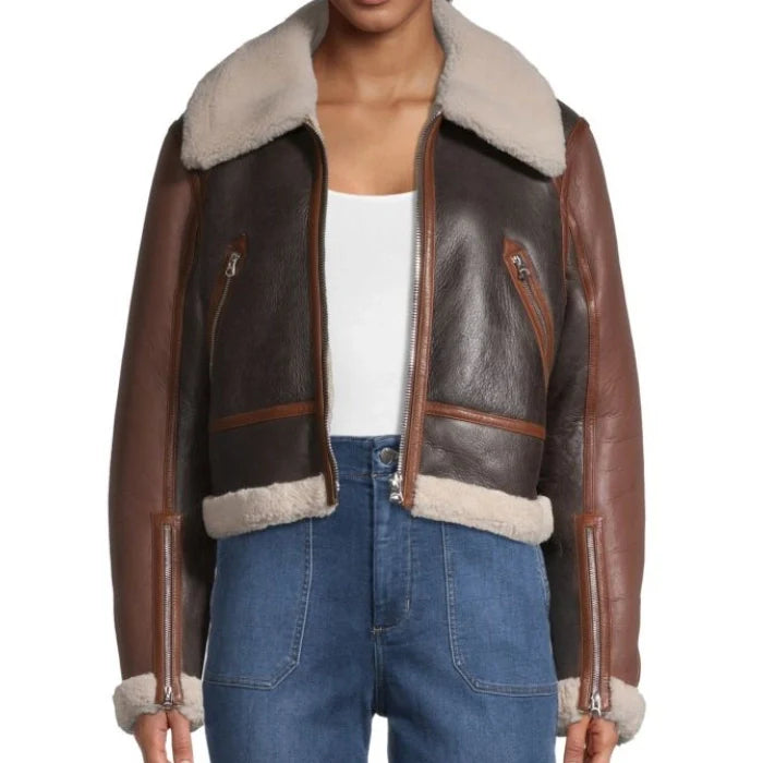Havian Women's Aviator RAF Shearling Bomber Jacket