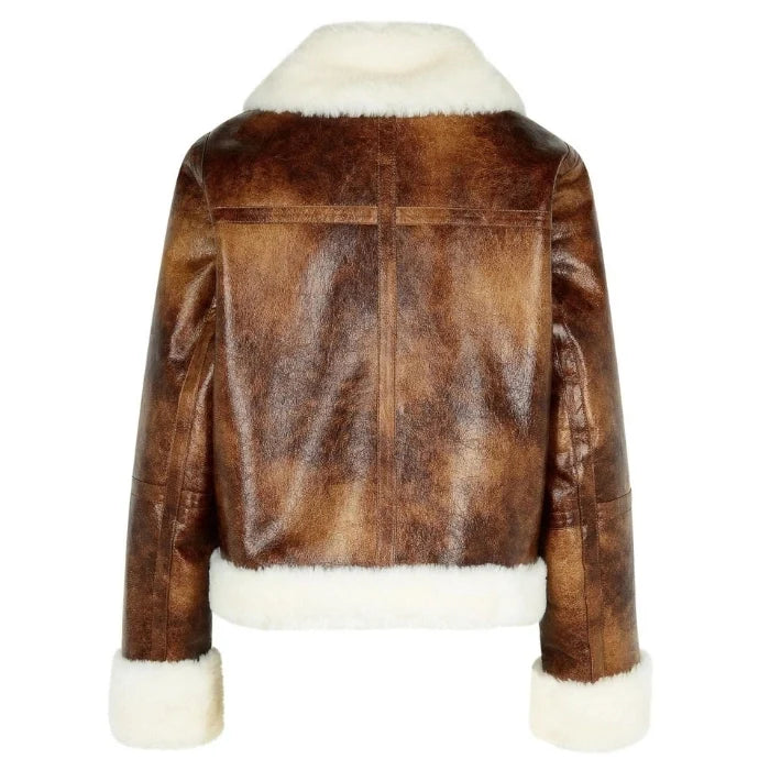 Helvani Women's Soft Sheepskin Shearling Leather Jacket