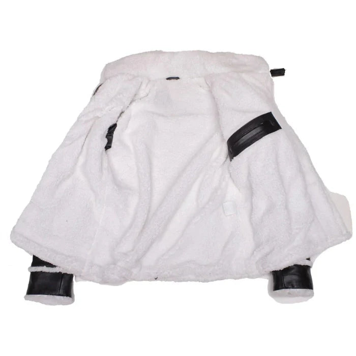 Kaelen Leather Shearling Bomber Jacket with Double Collar