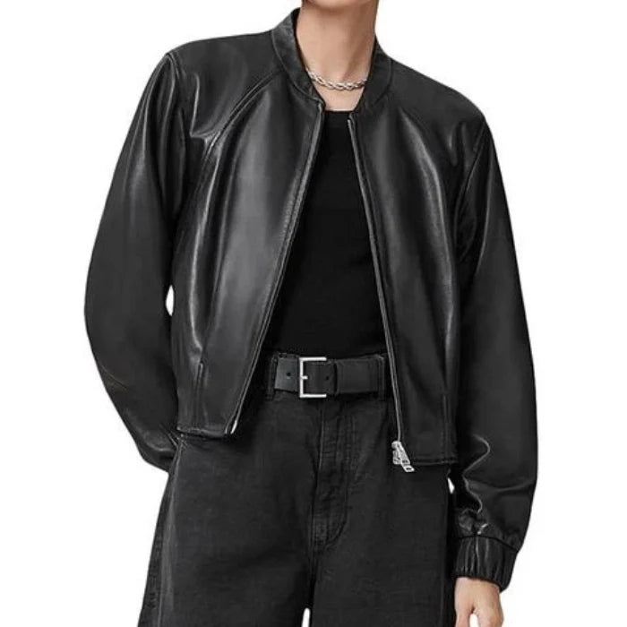 Lorena Clean-Cut Real Leather Bomber Jacket