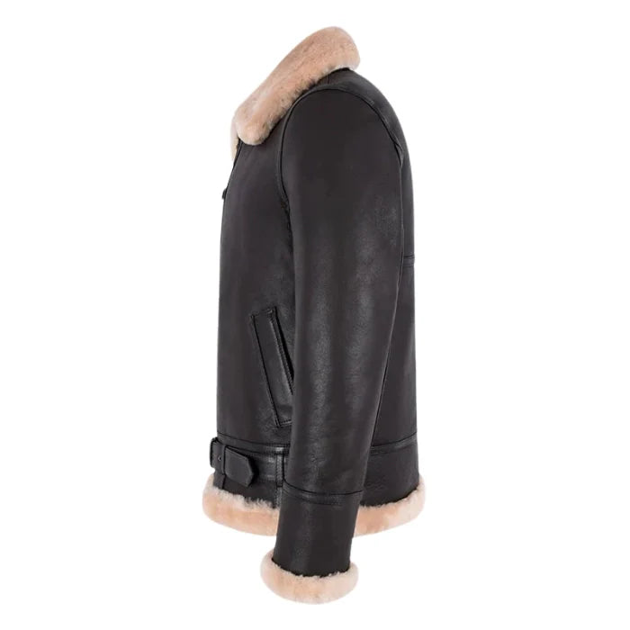 Melnor Shearling Leather Aviator Jacket Brown