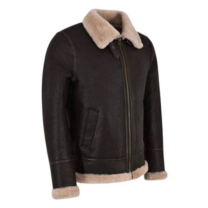 Molvik B3 Shearling Flying Leather Bomber Jacket Sheepskin Beige Fur