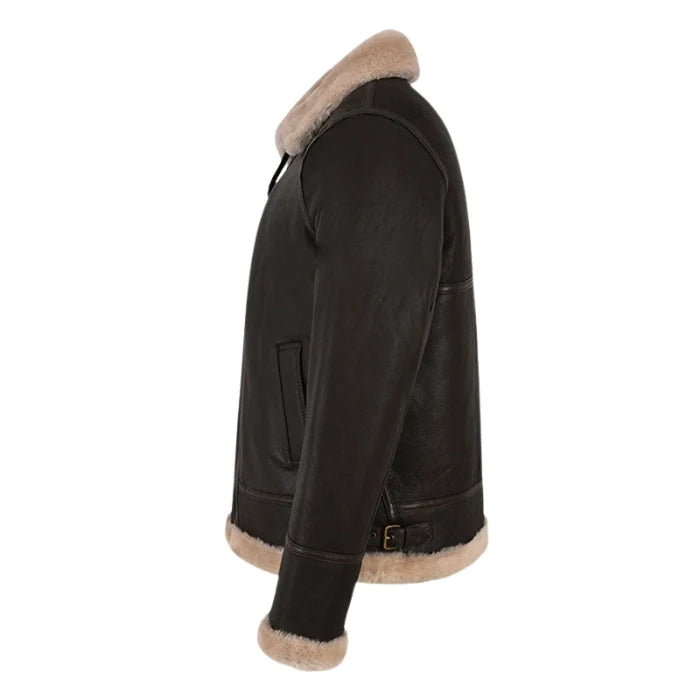 Molvik B3 Shearling Flying Leather Bomber Jacket Sheepskin Beige Fur
