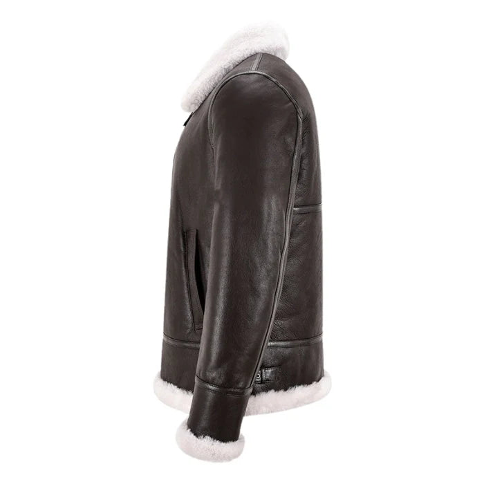 Molvik B3 Shearling Flying Leather Bomber Jacket Sheepskin White Fur