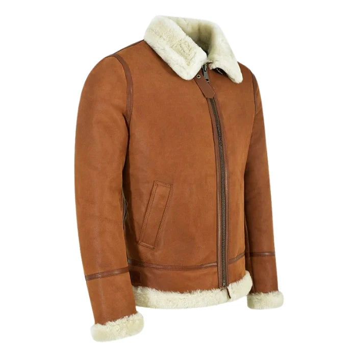 Molvik B3 Shearling Flying Leather Bomber Jacket Sheepskin Tan