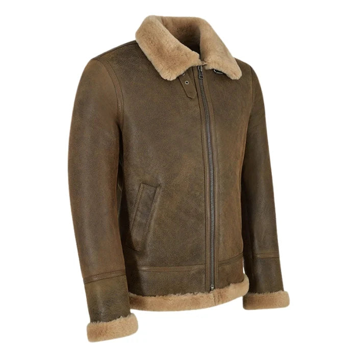 Molvik B3 Shearling Flying Leather Bomber Jacket Sheepskin Warm Fur
