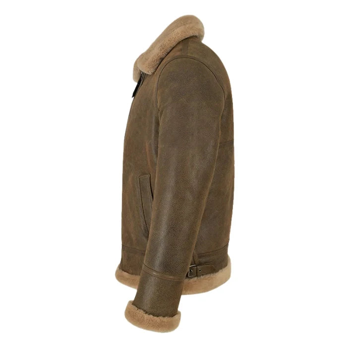 Molvik B3 Shearling Flying Leather Bomber Jacket Sheepskin Warm Fur