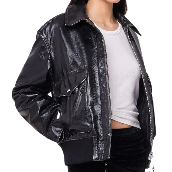 Neron Sharp Edges Bomber Leather Jacket