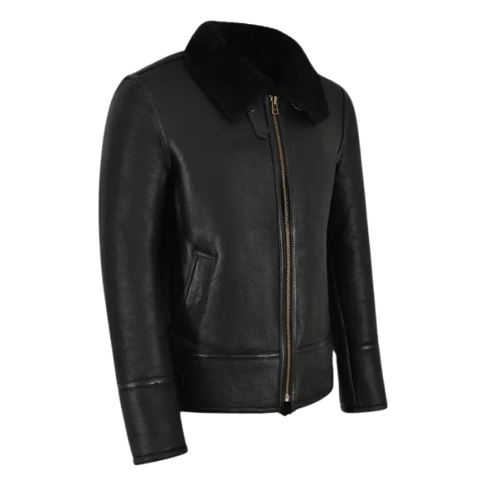 Norvyn Men's Shearling Flying Jacket Black