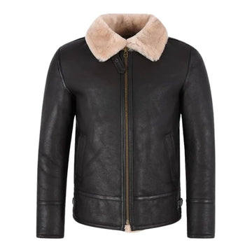 Norvyn Men's Shearling Flying Jacket Brown Beige Fur