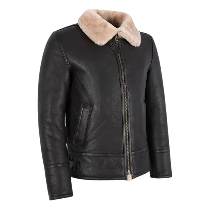 Norvyn Men's Shearling Flying Jacket Brown Beige Fur