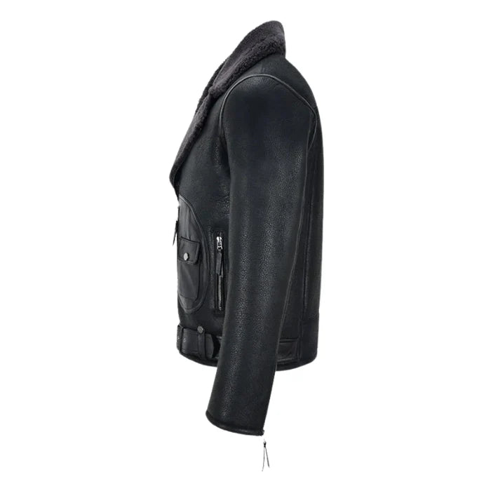 Ravager B3 Sheepskin Pilot Shearling Leather Jacket Black