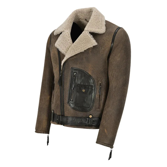 Ravager B3 Sheepskin Pilot Shearling Leather Jacket Brown