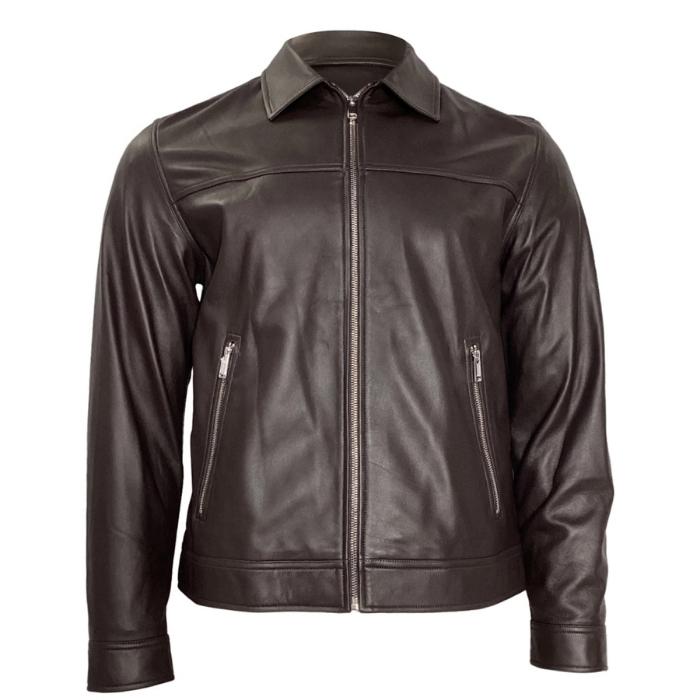 Refined Men's Zipped Lambskin Leather Jacket