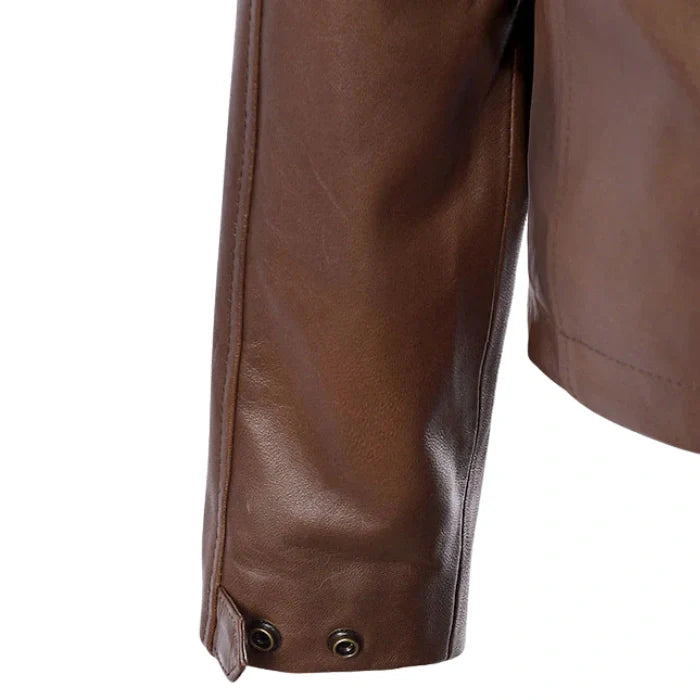 Spanish Brown Military M-65 Leather Jacket